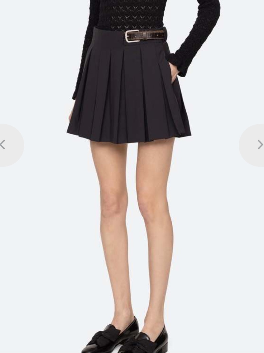 SEA Adeline Belted Mini Skirt in Black